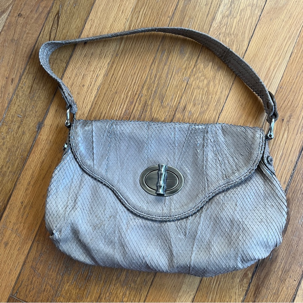 Elaine Turner gray snakeskin purse